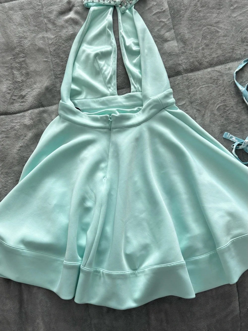 bebe Mint Halter Mini Dress with Jeweled Neckline - Picture 2 of 3